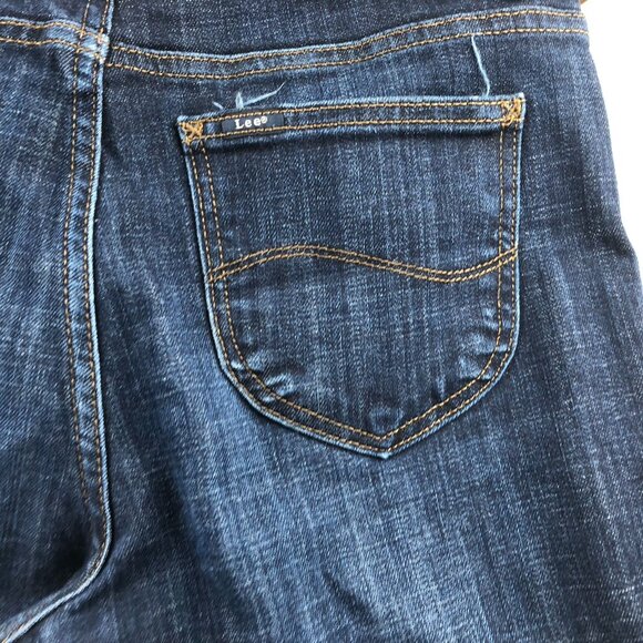 Lee Women's Jeans Size 8 Medium Fit Straight Leg Mid Rise Belted Blue Denim - Picture 14 of 16